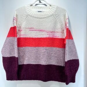 Old Navy Women's Striped Knit Sweater Crew Neck Size Large Pullover